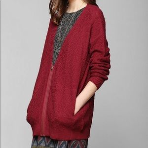 UO Silence + Noise burgundy cardigan